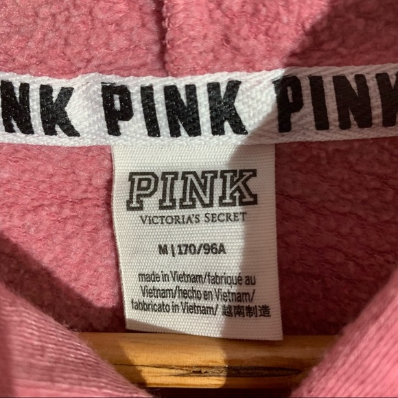 PINK Victoria's Secret Women's Medium Full Zip Hoodie White Tie Dye Sleeves - Picture 5 of 6